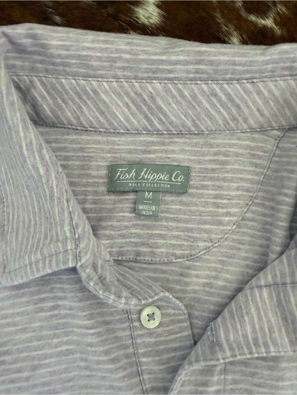 Fish Hippie Co. Men’s Lavender Stripe Polo - M